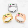 Men's 14K Rose Gold over Sterling Engraved Square Stone Signet Class Ring sold by Limoges Jewelry