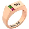 Men's 14K Rose Gold over Sterling Engraved Square Stone Signet Class Ring sold by Limoges Jewelry