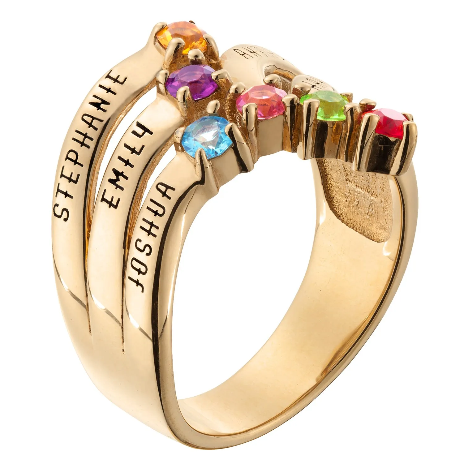 14K Gold over Sterling Birthstone and Name Waterfall Ring sold by Limoges Jewelry product image thumbnail 2