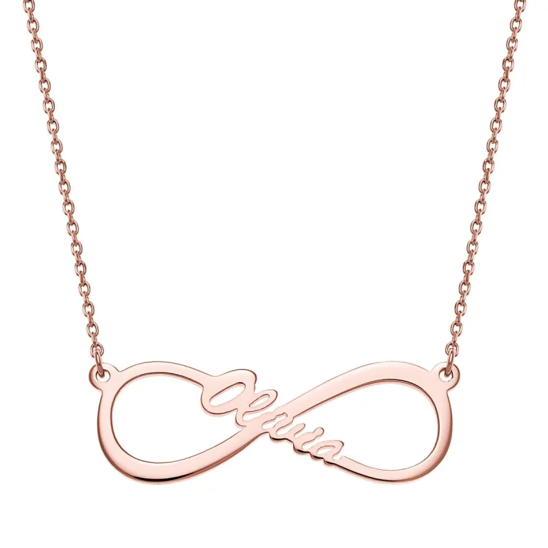 14K Rose Gold Plated Infinity Name Necklace sold by Limoges Jewelry