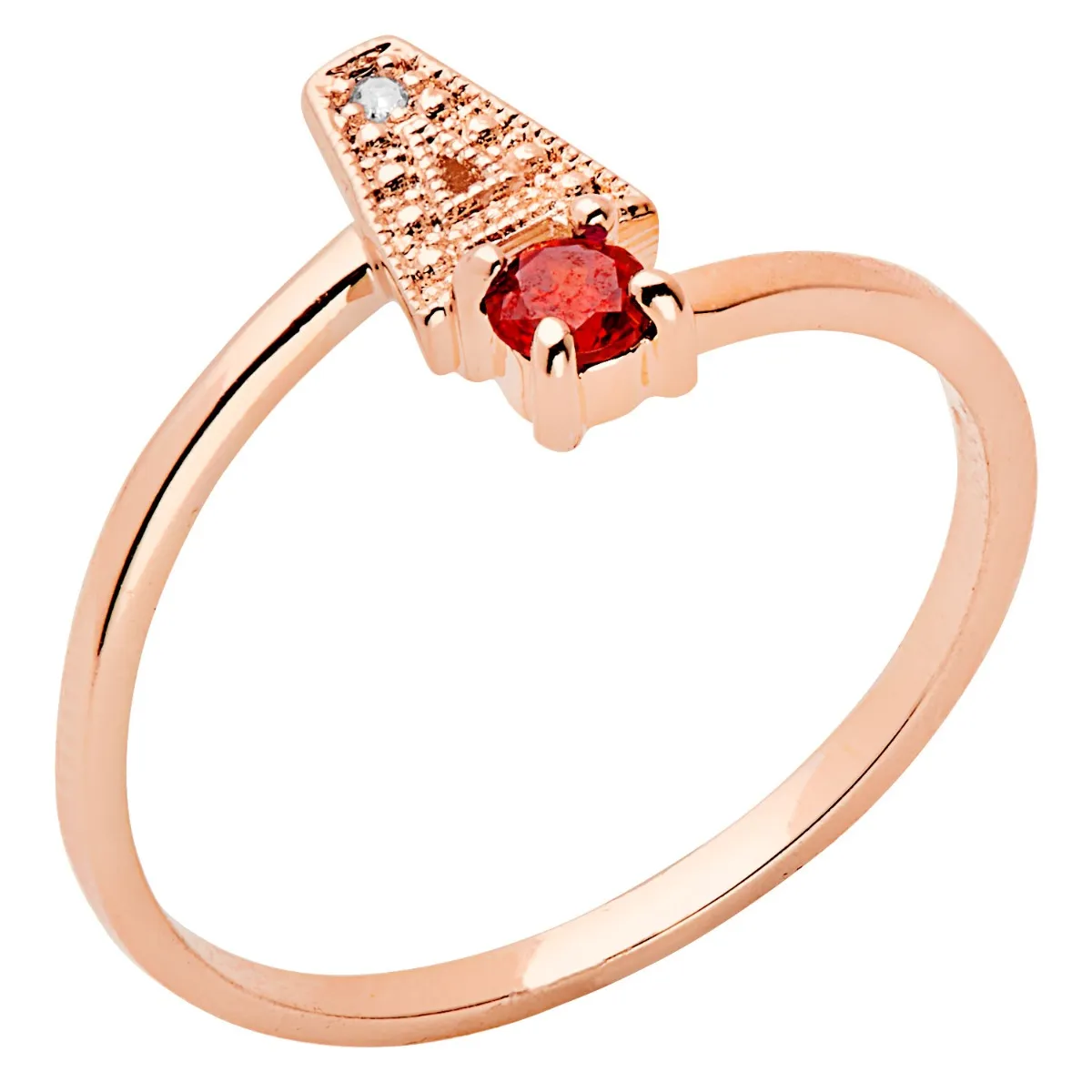 14K Rose Gold Diamond Accent Initial Birthstone Bypass Ring sold by Limoges Jewelry product image thumbnail 2