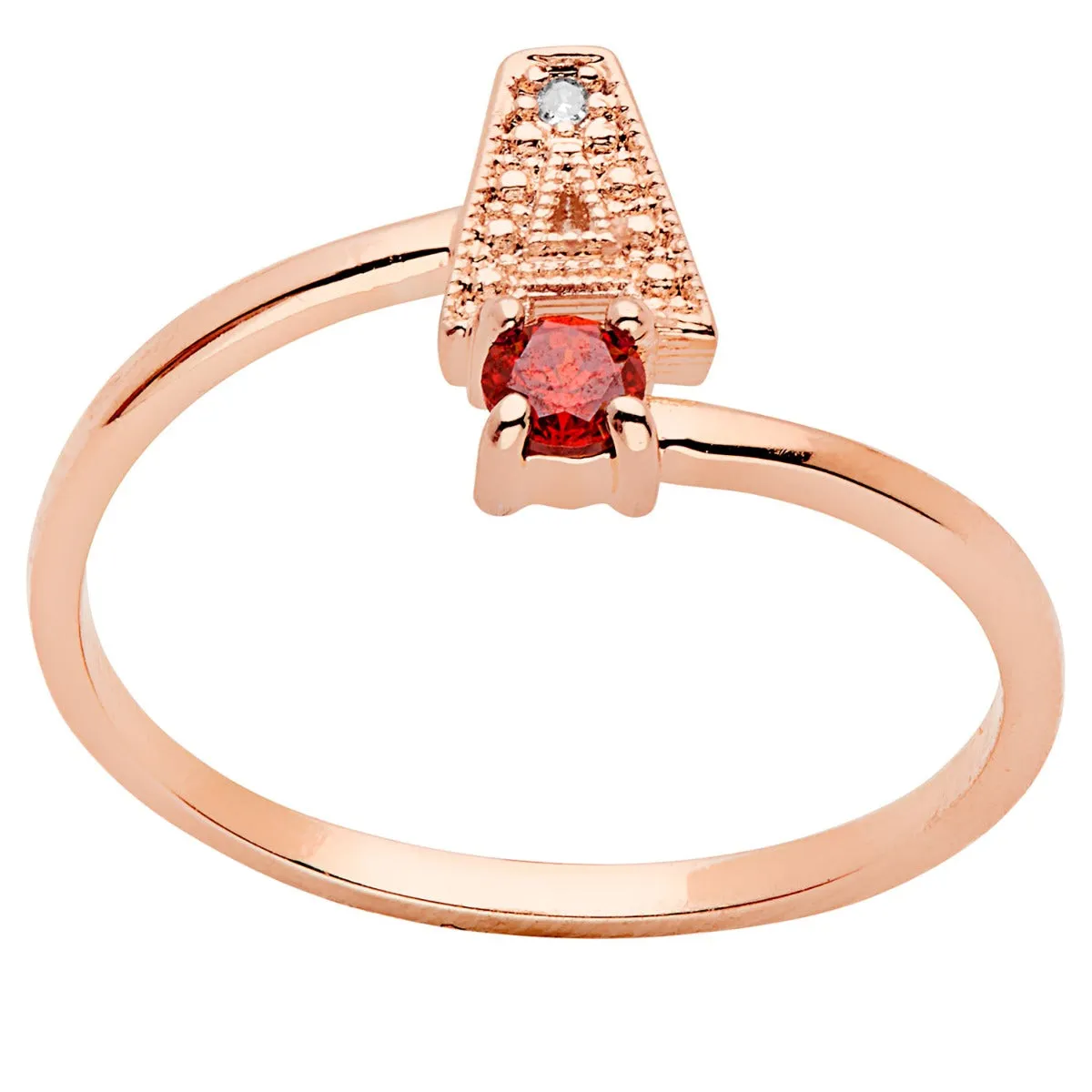 14K Rose Gold Diamond Accent Initial Birthstone Bypass Ring sold by Limoges Jewelry