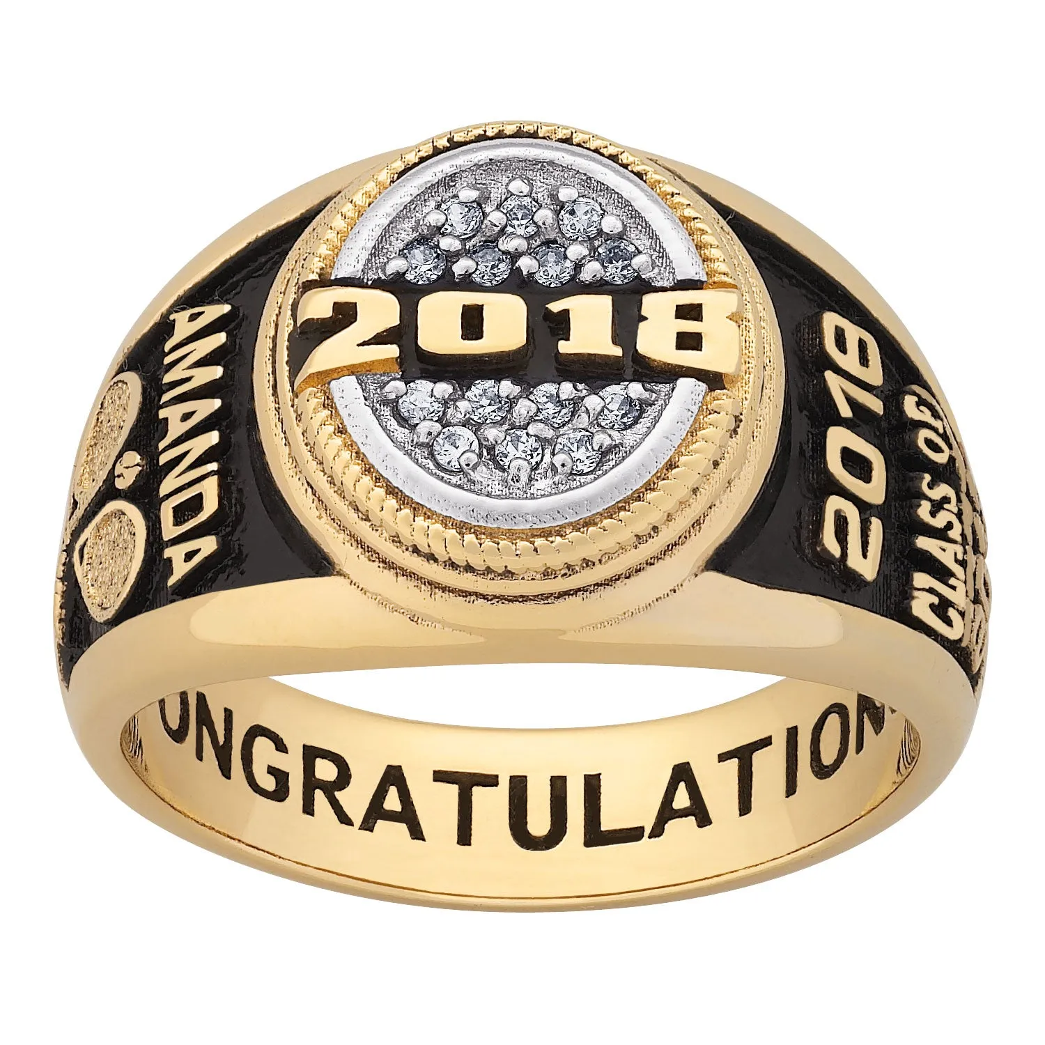 Women's Yellow CELEBRIUM Oval-top Pave CZ Class Ring sold by Limoges Jewelry