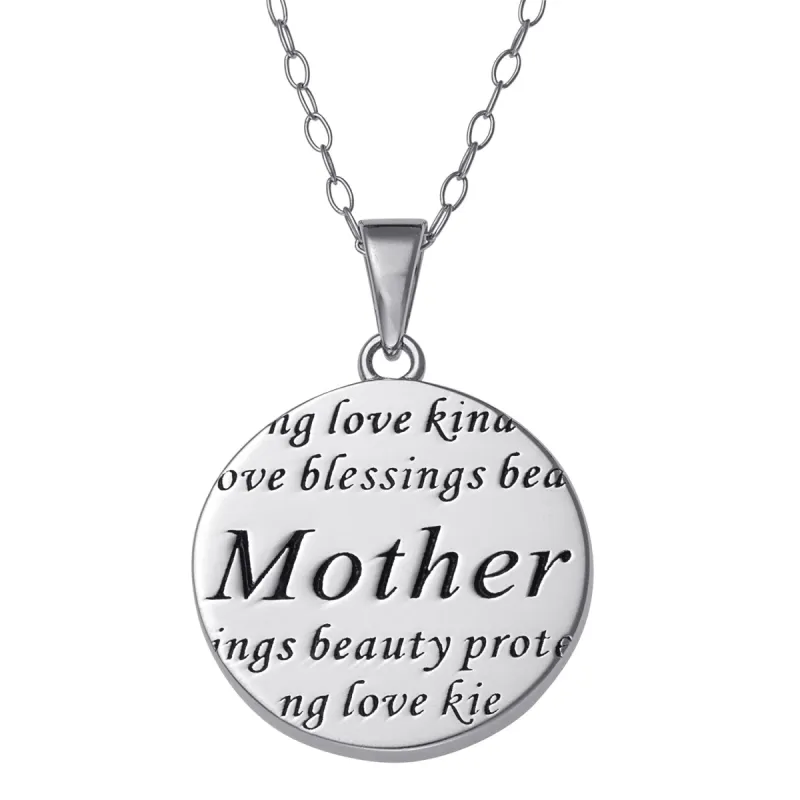 Women's Sterling Silver Mother Sentiment Pendant sold by Limoges Jewelry
