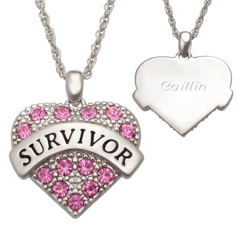 Survivor Heart Pendant with Crystals sold by Limoges Jewelry