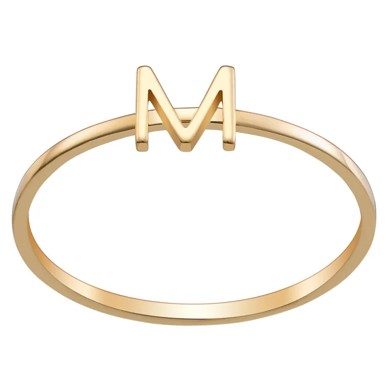 14K Gold over Sterling Petite Uppercase Initial Ring sold by Limoges Jewelry