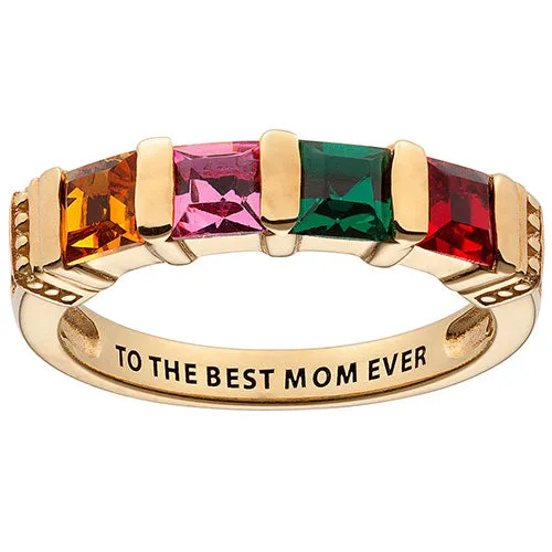 Personalized 14K Gold Plated Square Birthstone Ring - 4 Stones sold by Limoges Jewelry product image thumbnail 2