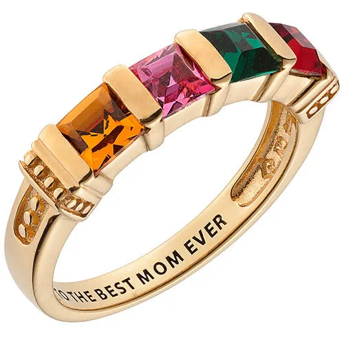 Personalized 14K Gold Plated Square Birthstone Ring - 4 Stones sold by Limoges Jewelry product image thumbnail 3