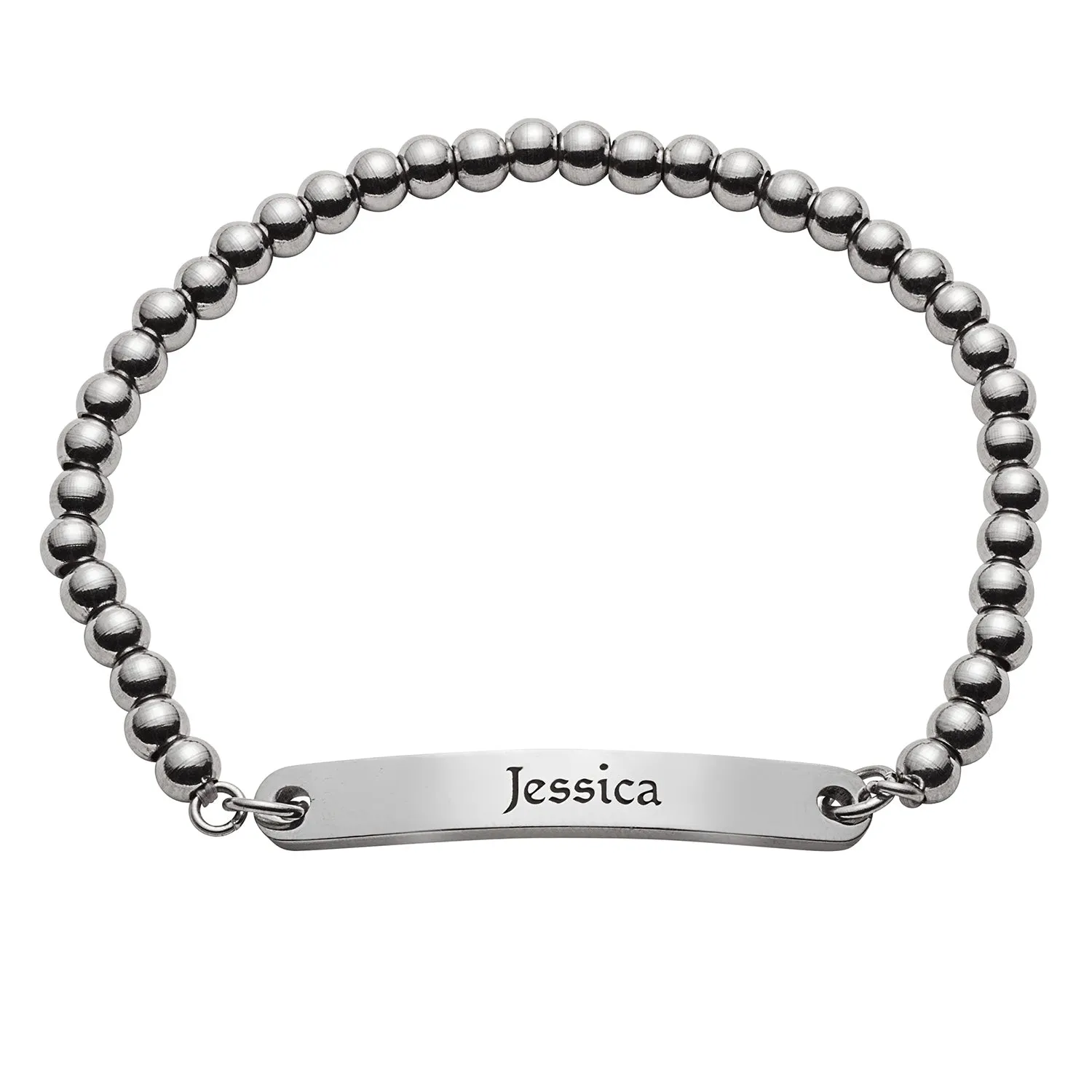 Stainless Steel Engraved Name Beaded Bracelet sold by Limoges Jewelry
