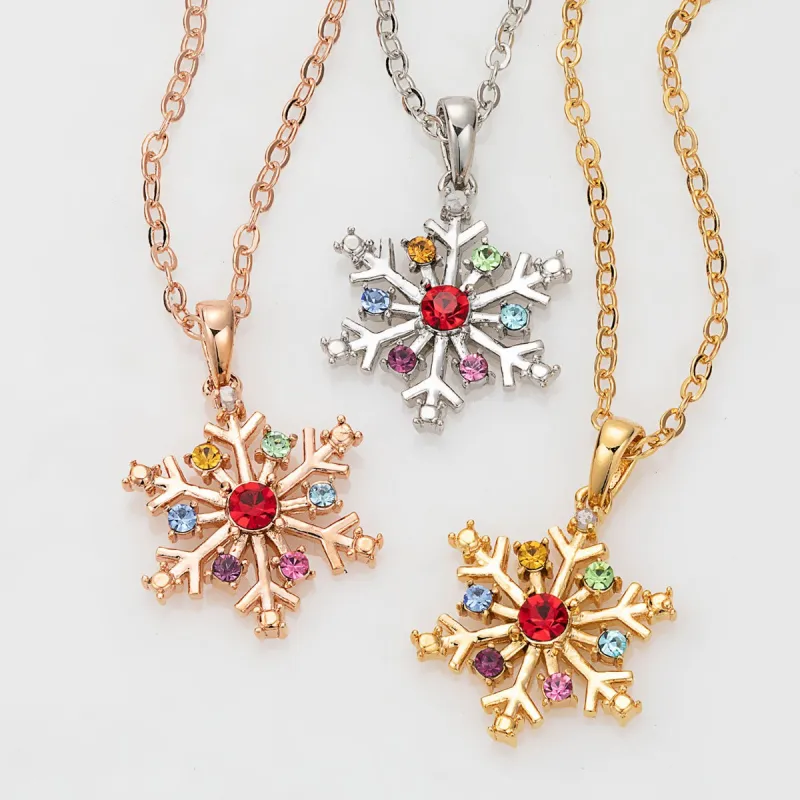 Snowflake with Diamond and Birthstone Necklace sold by Limoges Jewelry