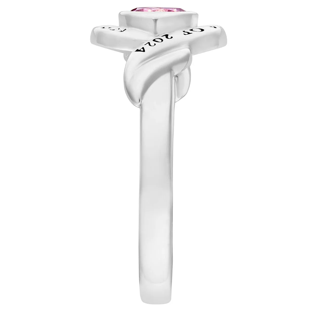 Ladies' Platinum Plated Swirl Bypass Round Birthstone Class Ring sold by Limoges Jewelry product image thumbnail 4