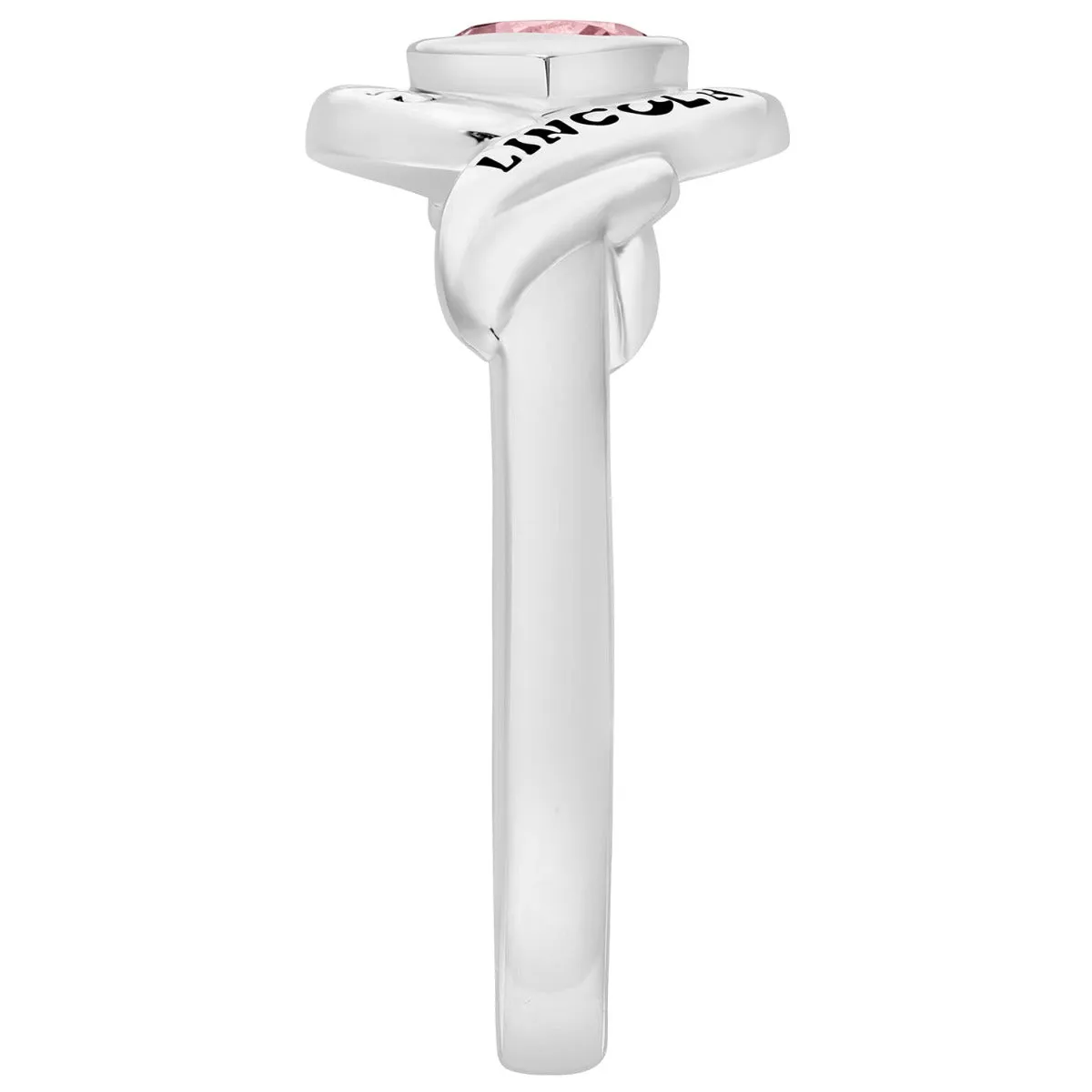 Ladies' Platinum Plated Swirl Bypass Round Birthstone Class Ring sold by Limoges Jewelry product image thumbnail 3