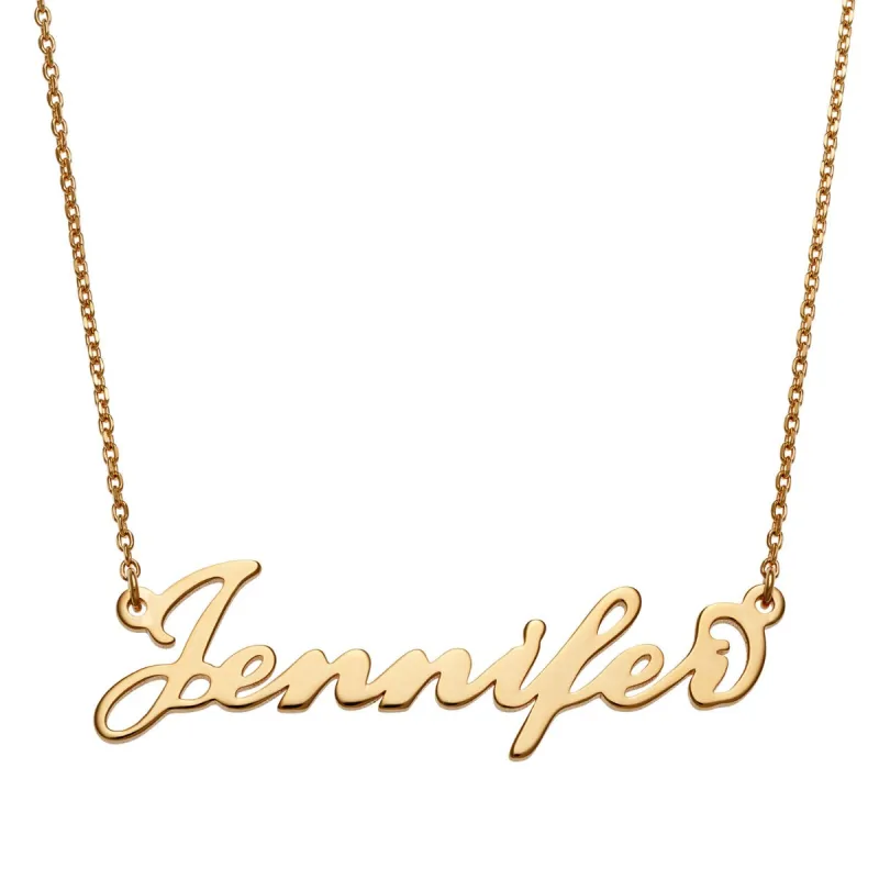 14K Gold over Sterling  Script Name Necklace sold by Limoges Jewelry