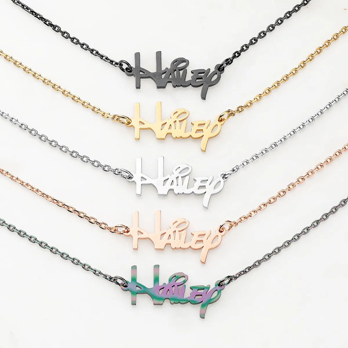 Stainless Steel Whimsical Name Necklace sold by Limoges Jewelry