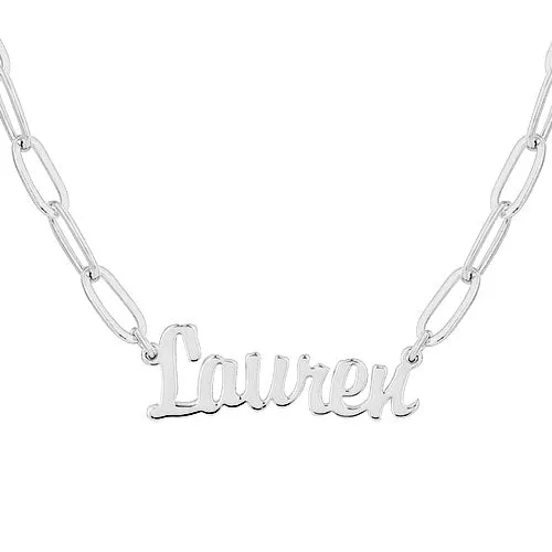 Plated Petite Script Name Paperclip Chain Necklace sold by Limoges Jewelry product image thumbnail 2