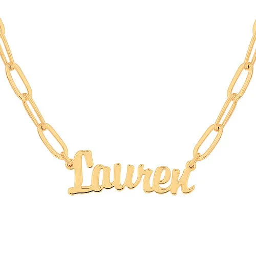 Plated Petite Script Name Paperclip Chain Necklace sold by Limoges Jewelry product image thumbnail 4