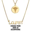 14K Gold Plated Double Layered Name and Occupation Necklace sold by Limoges Jewelry