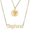 14K Gold Plated Double Layered Name and Occupation Necklace sold by Limoges Jewelry