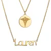 14K Gold Plated Double Layered Name and Occupation Necklace sold by Limoges Jewelry