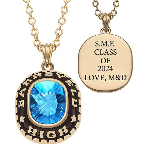 Women's Gold CELEBRIUM Cushion Cut Birthstone Graduation Pendant sold by Limoges Jewelry