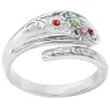 Silver Plated Family Birthstone Bypass Spoon Ring sold by Limoges Jewelry