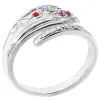 Silver Plated Family Birthstone Bypass Spoon Ring sold by Limoges Jewelry