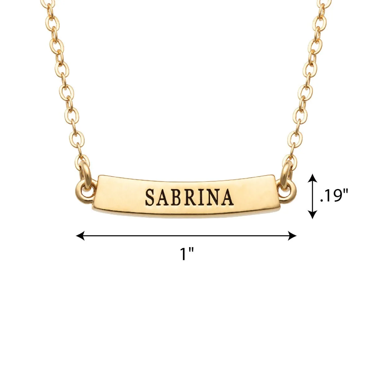 14K Gold Plated Engraved Name Curved Bar Necklace sold by Limoges Jewelry product image thumbnail 3
