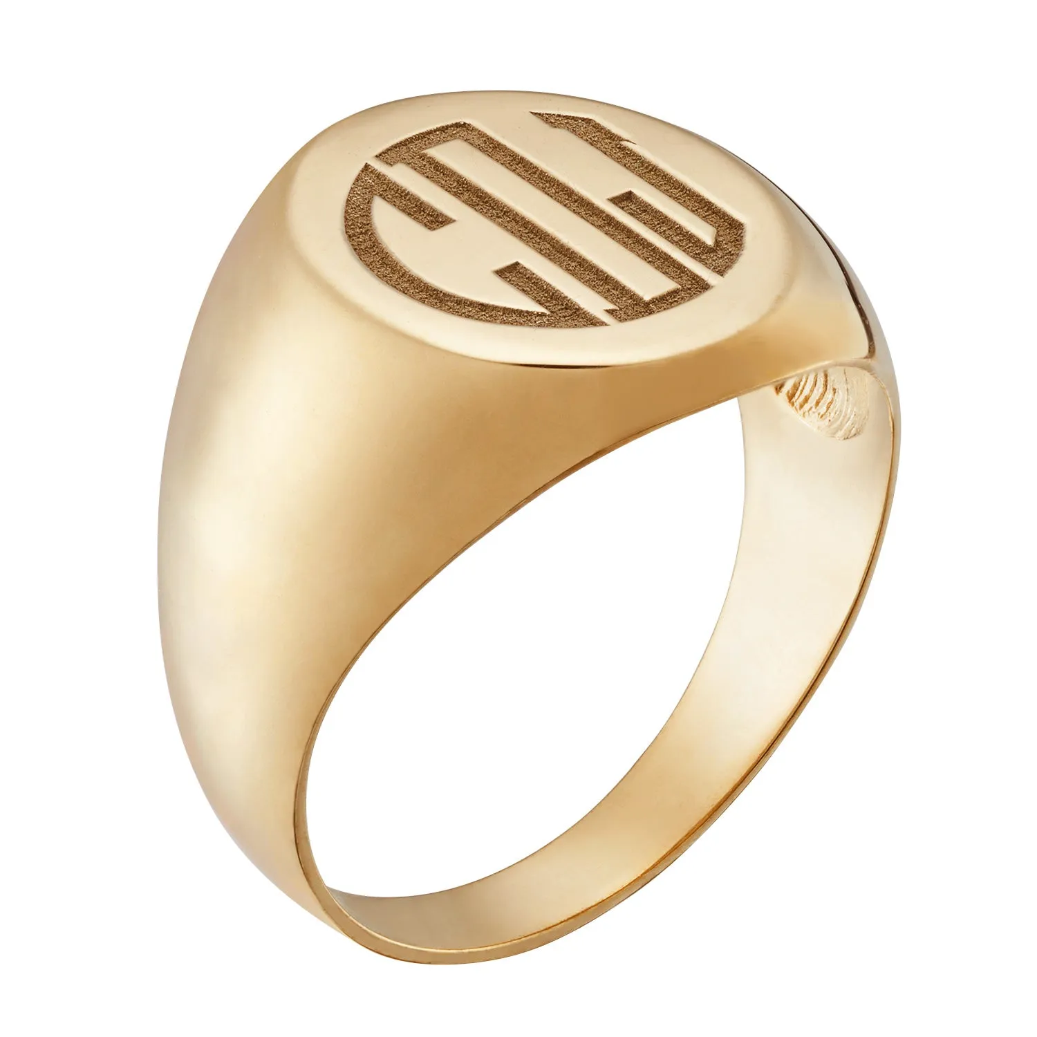 14K Gold over Sterling Men's Engraved Monogram Oval Ring sold by Limoges Jewelry product image thumbnail 2