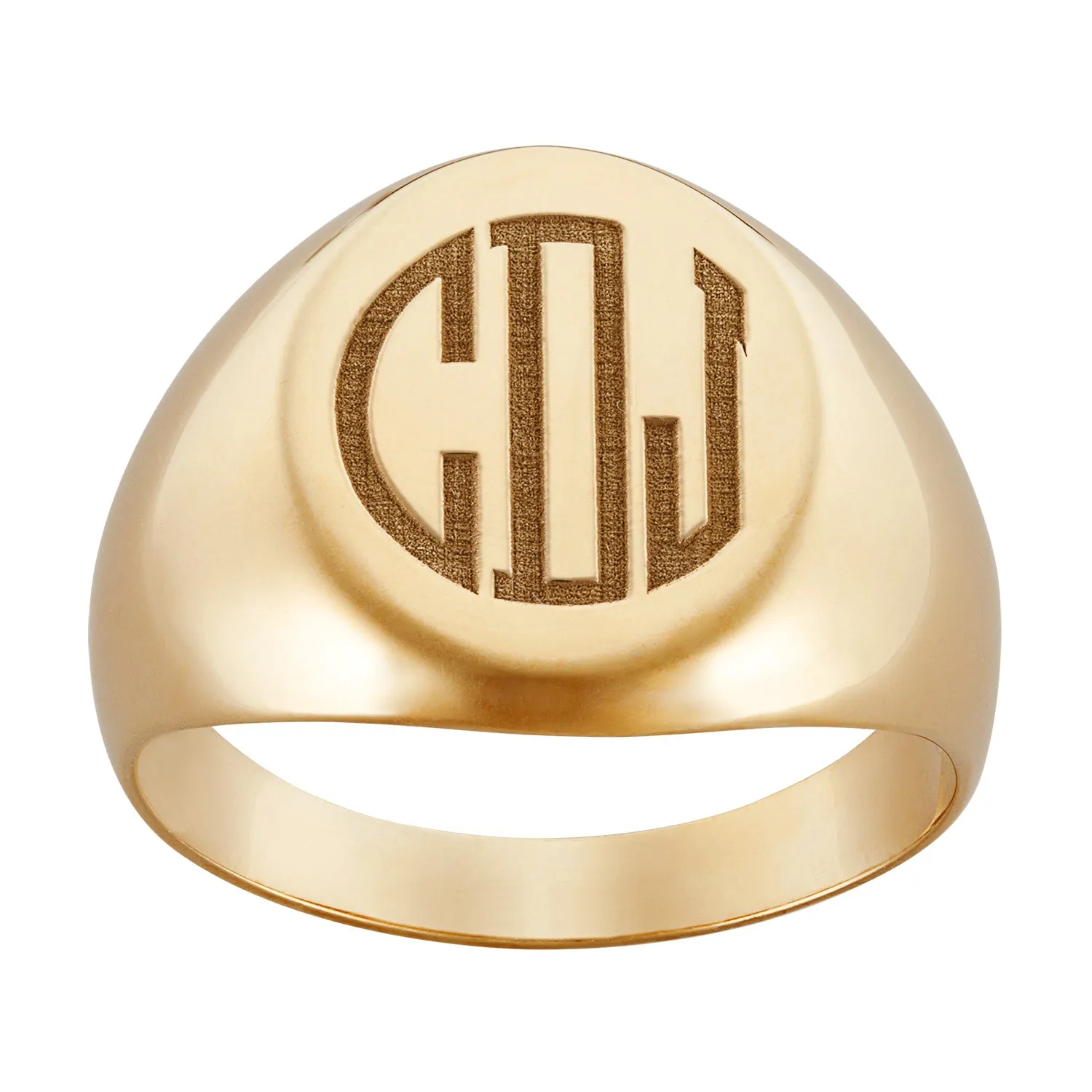 14K Gold over Sterling Men's Engraved Monogram Oval Ring sold by Limoges Jewelry