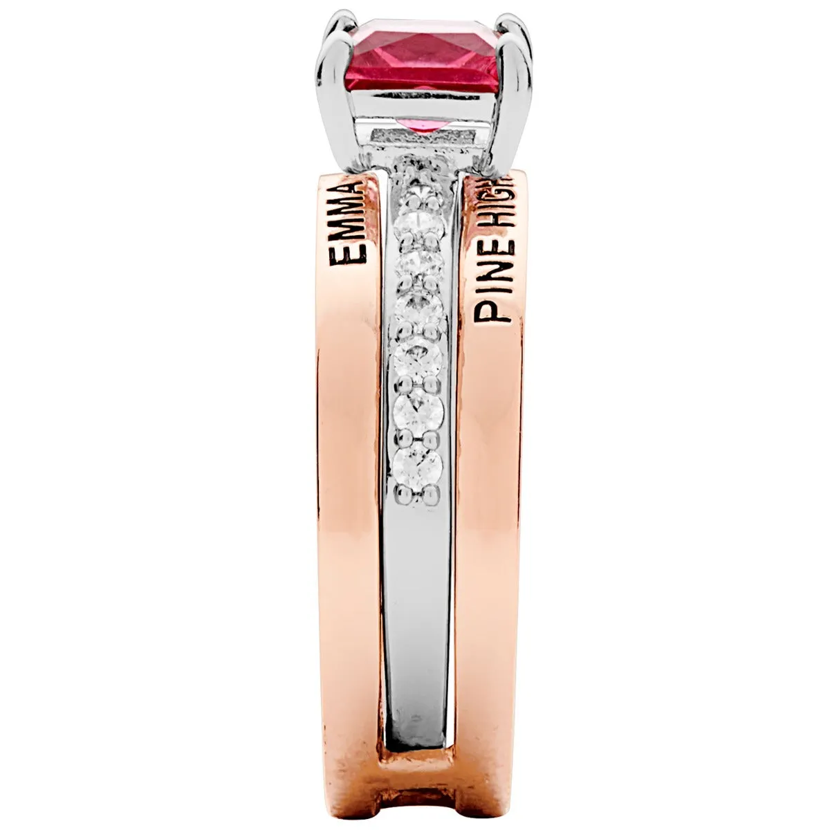 Ladies' 2-Tone 14K Rose Gold over Sterling Class Ring with Jacket and CZ Accents sold by Limoges Jewelry product image thumbnail 3