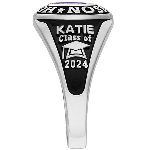 Ladies Sterling Silver Traditional Petite Oval Birthstone Class Ring sold by Limoges Jewelry product image thumbnail 4