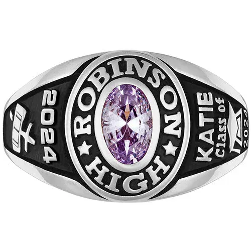 Ladies Sterling Silver Traditional Petite Oval Birthstone Class Ring sold by Limoges Jewelry product image thumbnail 2