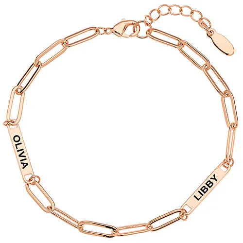 14K Rose Gold Plated Engraved Paperclip Station Bracelet sold by Limoges Jewelry product image thumbnail 5