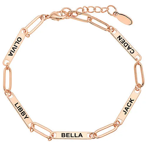 14K Rose Gold Plated Engraved Paperclip Station Bracelet sold by Limoges Jewelry product image thumbnail 2