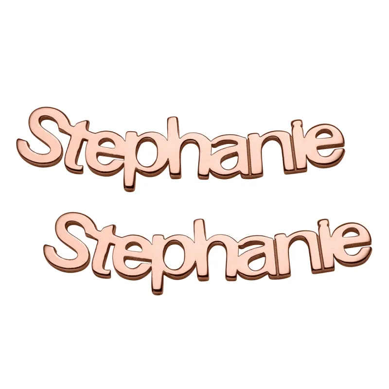 14K Rose Gold over Sterling Personalized Name Crawler Button Earring sold by Limoges Jewelry