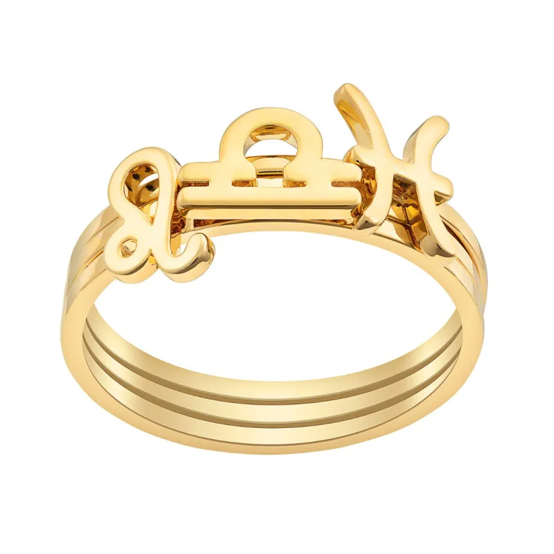 14K Gold over Sterling Cutout Zodiac Stack Ring Set of 3 sold by Limoges Jewelry