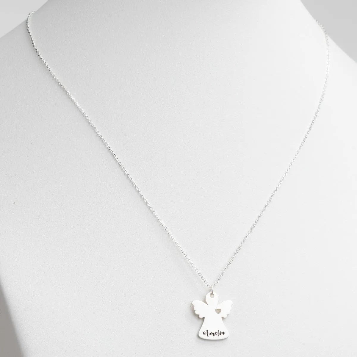 Silver Plated Engraved Name Angel with Heart Necklace sold by Limoges Jewelry product image thumbnail 2