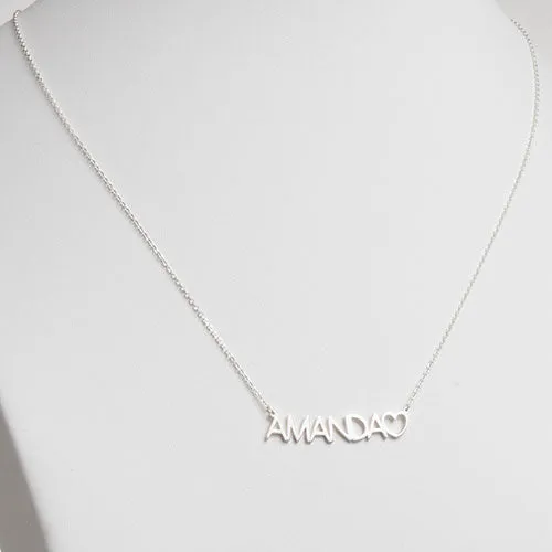 10K White Gold Uppercase Name Necklace With Heart sold by Limoges Jewelry product image thumbnail 2