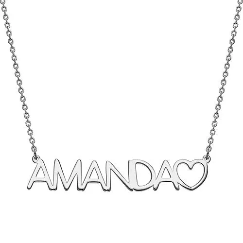 10K White Gold Uppercase Name Necklace With Heart sold by Limoges Jewelry