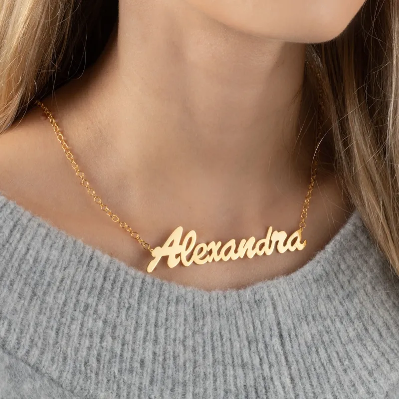 Outrageous Oversized Script Name Necklace sold by Limoges Jewelry