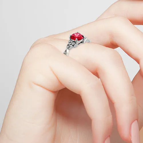Silver Plated Simulated Ruby and Clear Crystal Trinity Knot Ring sold by Limoges Jewelry product image thumbnail 3