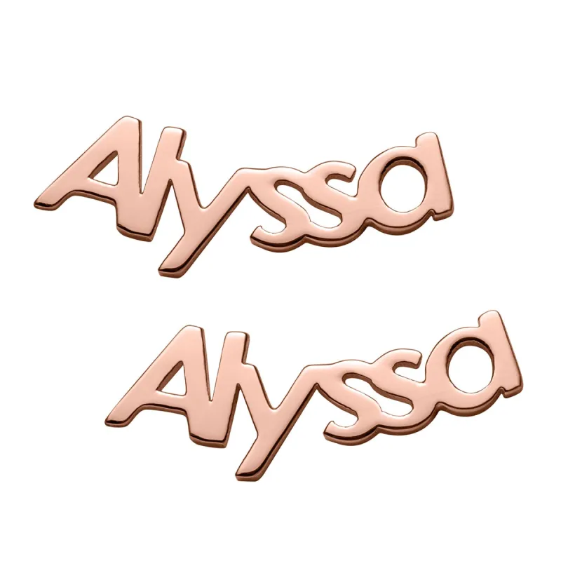 14K Rose Gold Plated Personalized Name Crawler Button Earring sold by Limoges Jewelry