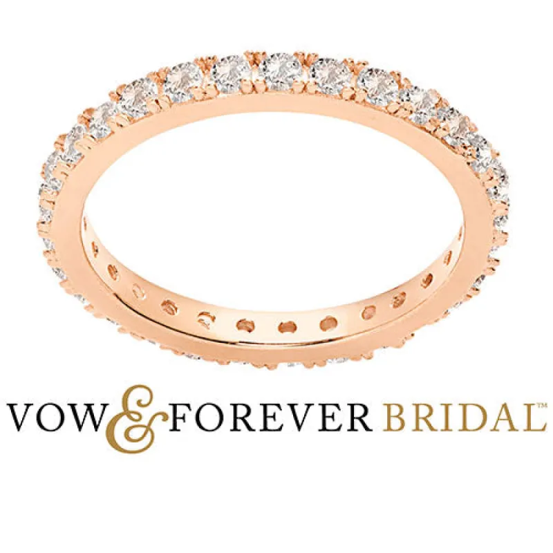 14K Rose Gold over Sterling White Topaz Eternity Band sold by Limoges Jewelry