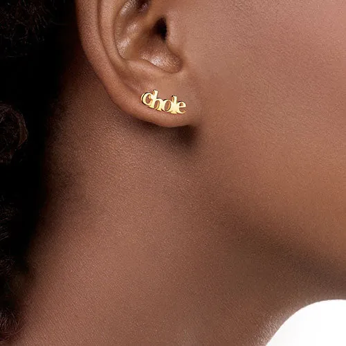 10K Yellow Gold Personalized Name Crawler Button Earring sold by Limoges Jewelry product image thumbnail 4