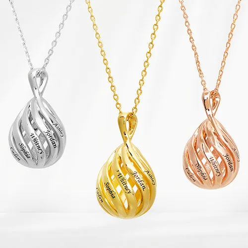 Engraved 3-D Teardrop Pendant Necklace sold by Limoges Jewelry