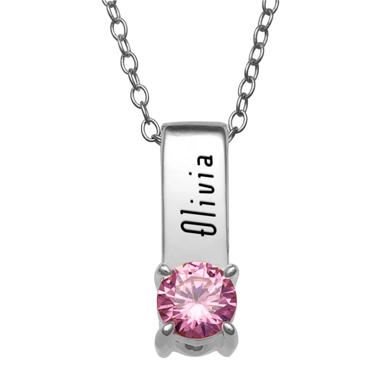 Sterling Silver Name and Round Birthstone Name Charm Pendant sold by Limoges Jewelry