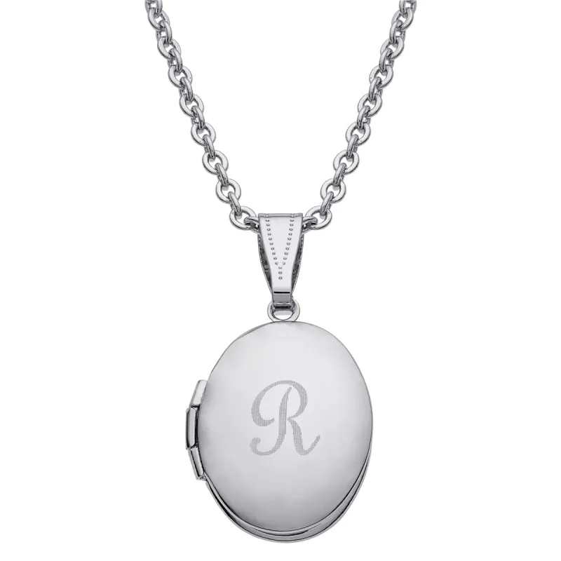 Oval Engraved Initial Locket sold by Limoges Jewelry