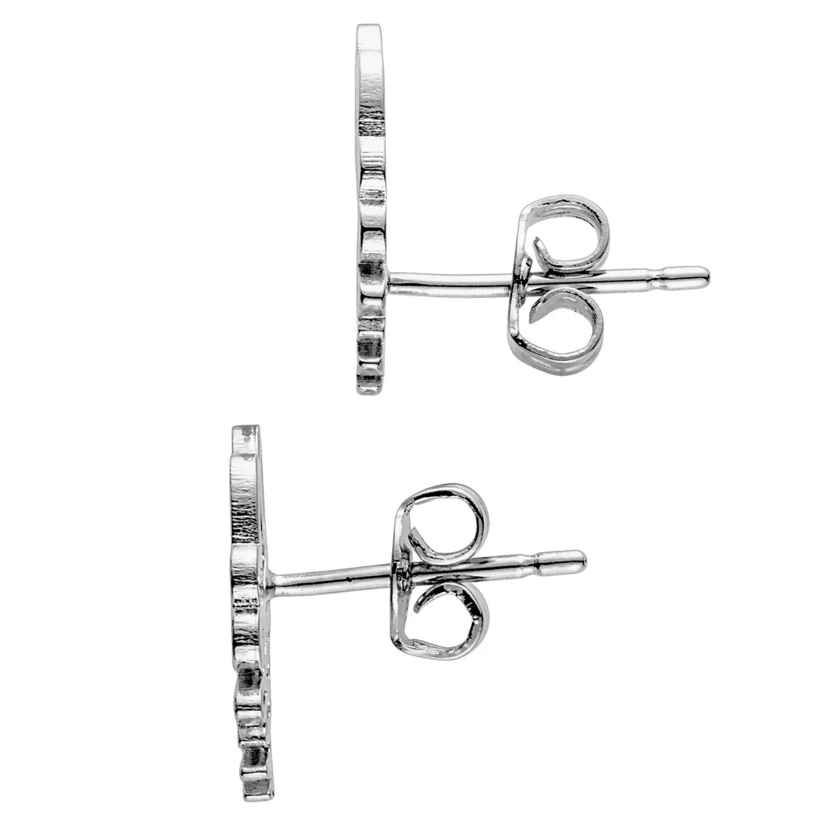 Silver Plated Script Name with Heart Crawler Earrings sold by Limoges Jewelry product image thumbnail 3
