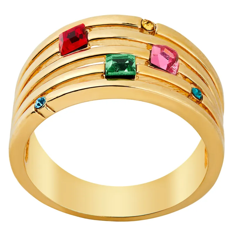 14K Gold Plated Mulitshape Family Birthstone Faux Stack Ring sold by Limoges Jewelry