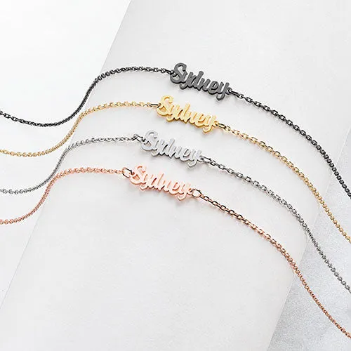 Stainless Steel Mini Name Anklet sold by Limoges Jewelry